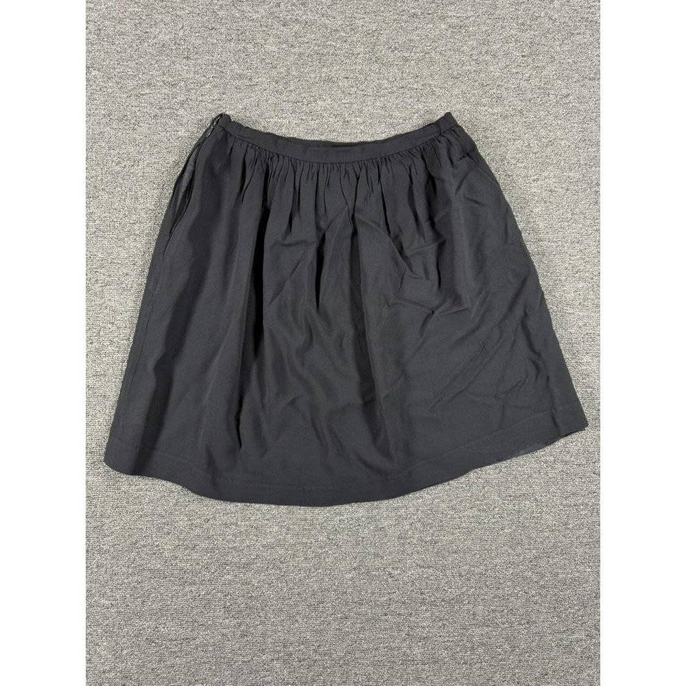 Prada Skirt Womens 38 Black Viscose Silk Lined A Line Pleated Knee‎ Length
